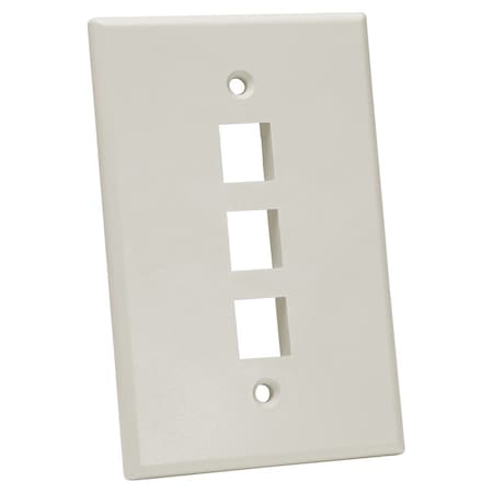 Quest Technology International Oversized Keystone Wall Plate, Single-Gang - 3 Ports, Lt Almond NFP-5032